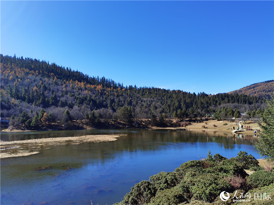 香格里拉國(guó)家公園景區(qū)內(nèi)，被譽(yù)為“高原仙子”的屬都湖吸引了眾多游客。人民網(wǎng)記者 杜明明攝